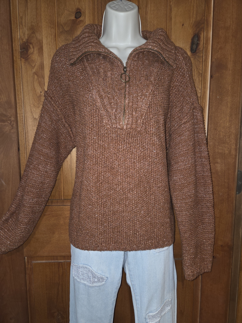 Universal Thread Copper Brown Half-Zip Sweater